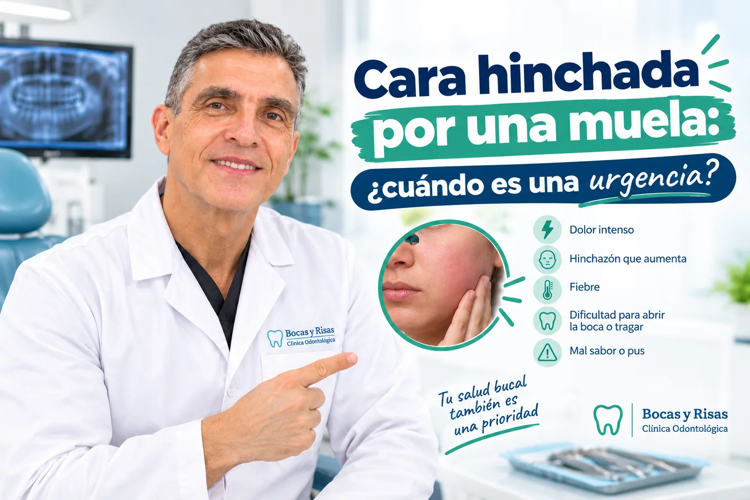 Cara hinchada por una muela: señales de urgencia dental